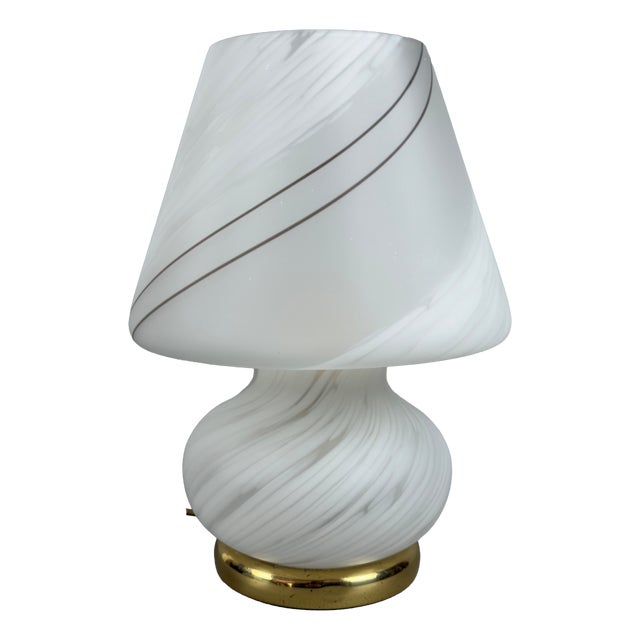 Mushroom Table Lamp in Satin-Finished and Spotted Murano Glass, 1970s For Sale