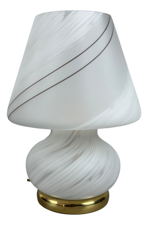 Mushroom Table Lamp in Satin-Finished and Spotted Murano Glass, 1970s