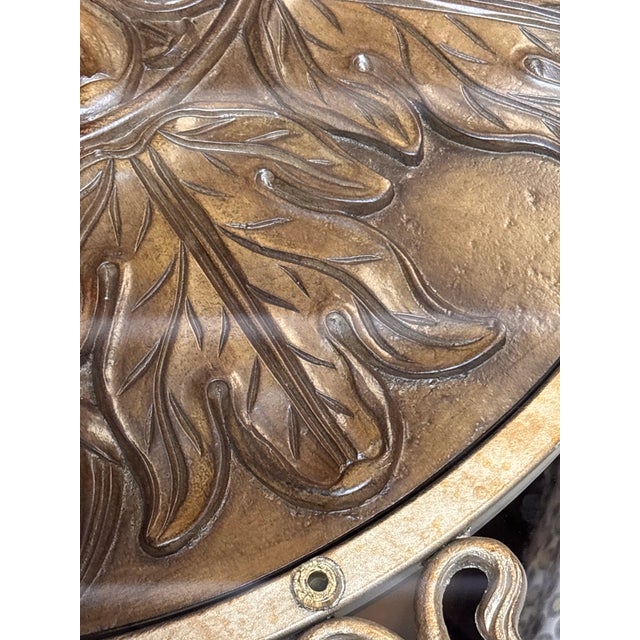 Late 20th Century Traditional Round Glass Pedestal Dining Table & 4 Fringed Upholstered Chairs For Sale - Image 10 of 12