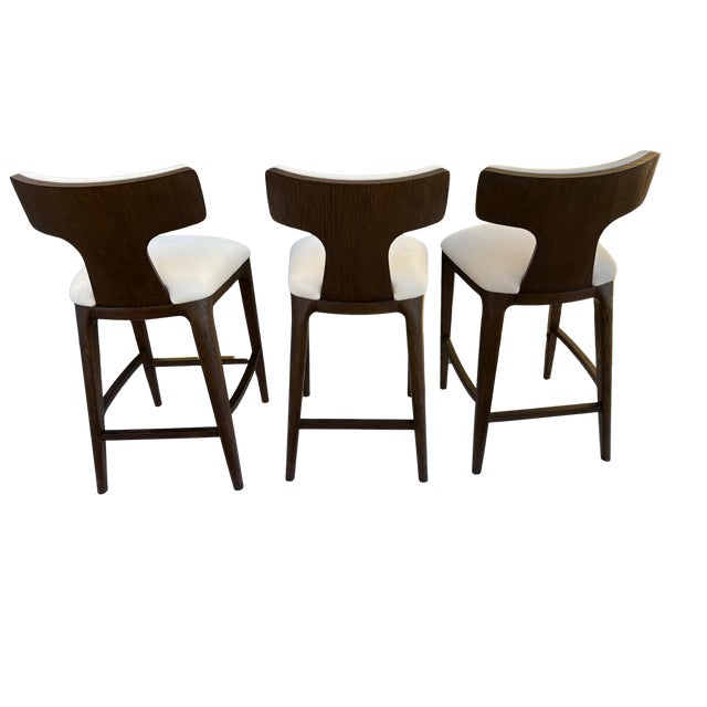 Restoration Hardware Rh Ligné Fabric Counter Stools — Set of 3 For Sale - Image 4 of 15