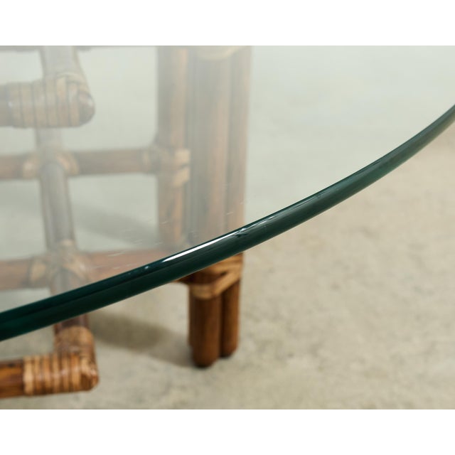 Wood McGuire Organic Modern Lattice Rattan Brass Glass Cocktail Table For Sale - Image 7 of 18