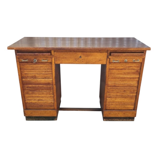 Oak Roll-Front Desk, Czechoslovakia, 1930s For Sale