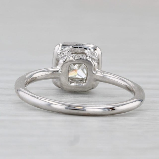 1.08ctw Diamond Halo Engagement Ring 14k White Gold Size 7 Gia For Sale - Image 4 of 8
