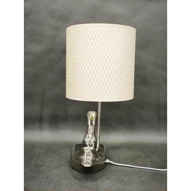 Italian Chrome Duck Table Lamp with Original Shade, 1970s For Sale - Image 3 of 13