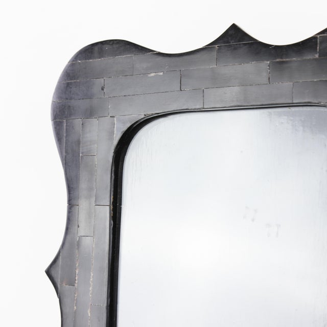 Black Black Scalloped Bone Inlay Picture Frame For Sale - Image 8 of 11
