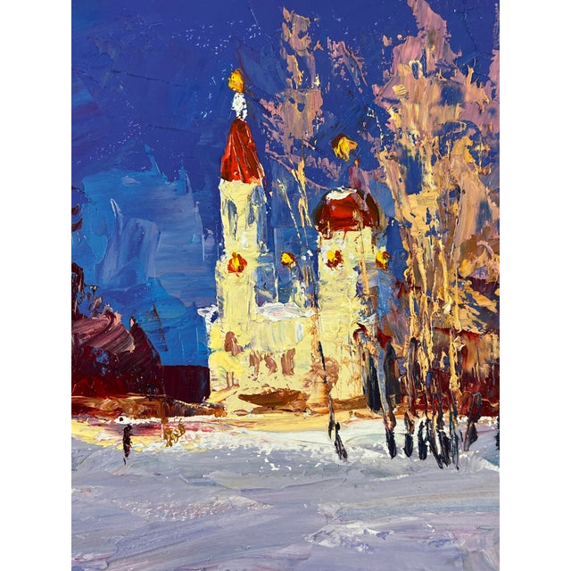 Paper Oil Painting Winter Temple Serdyuk Boris Petrovich For Sale - Image 7 of 10