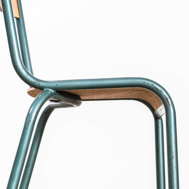 French Steel Green Stacking School Dining Chair from Mullca, 1950s For Sale - Image 10 of 11