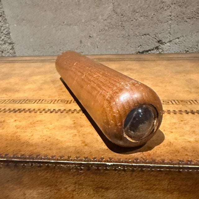 Brown Handcrafted Wooden Kaleidoscope Made Natural Wood Grain Mid Century For Sale - Image 8 of 16