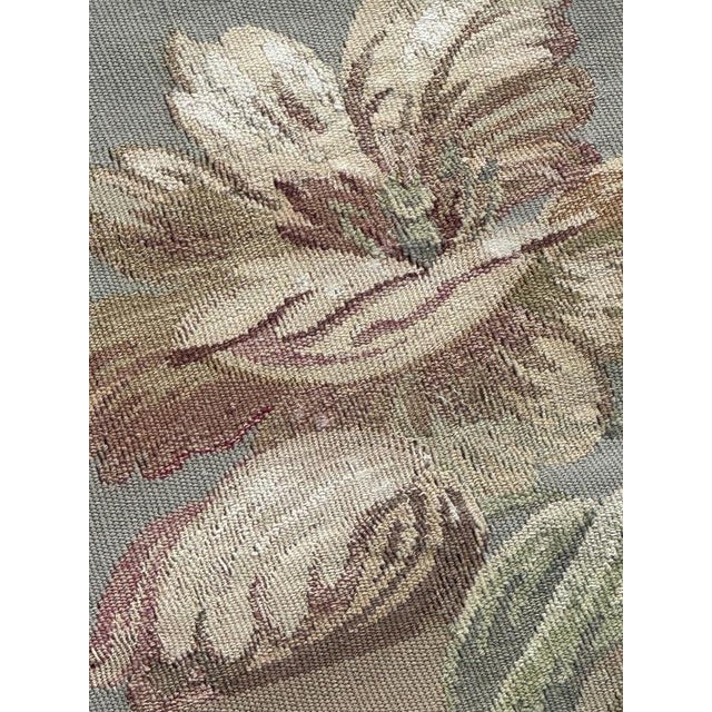 Antique French Tapestry with Rooster and Flowers from Aubusson, 1900 For Sale - Image 9 of 18