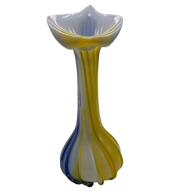 Yellow and Blue Murano Glass Flower Vase, Italy, 1960s For Sale - Image 6 of 6