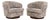 Pair of Milo Baughman Style Barrel Swivel Arm Chairs For Sale