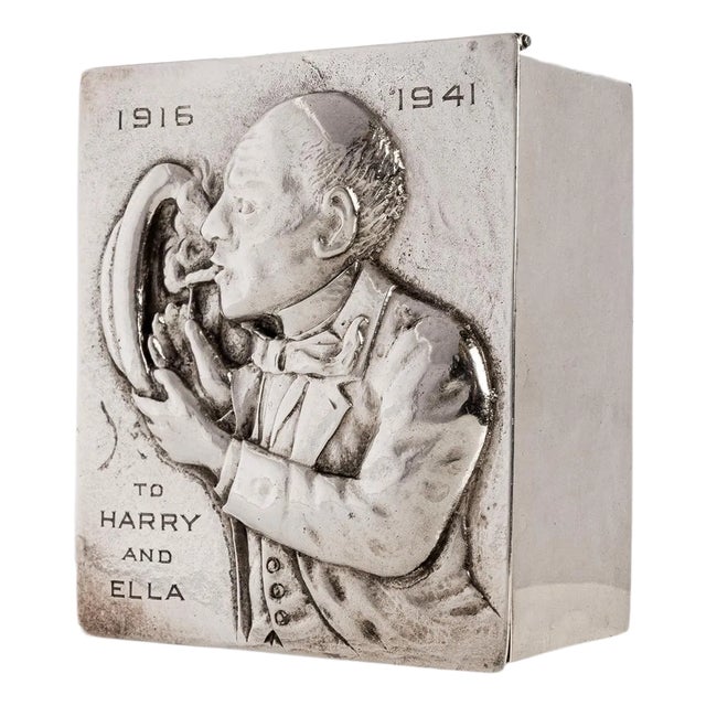 Antique American Art Deco Sterling Silver Novelty Repoussé Cigarette Box 1925 For Sale