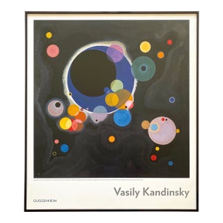 Vasily Kandinsky Modernist Offset Lithograph Print Framed Museum Poster " Several Circles " 1926 For Sale