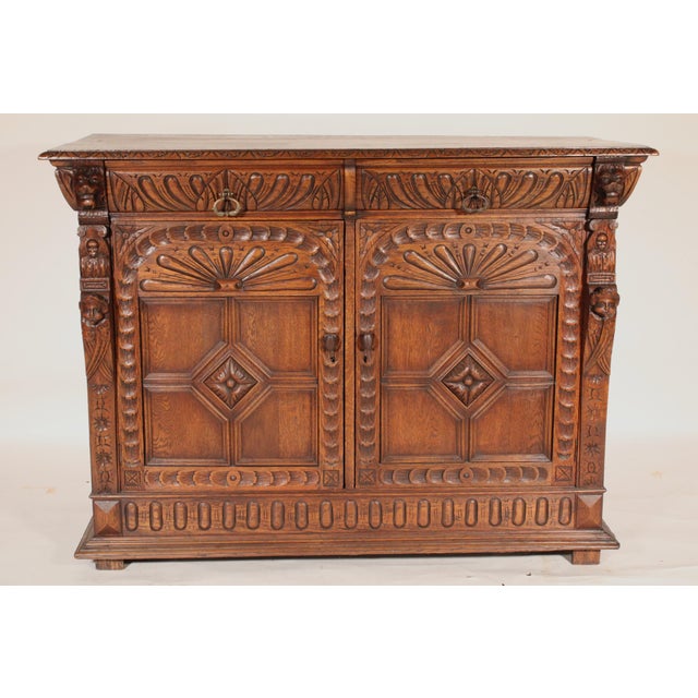Baroque Baroque Style Oak Credenza For Sale - Image 3 of 14