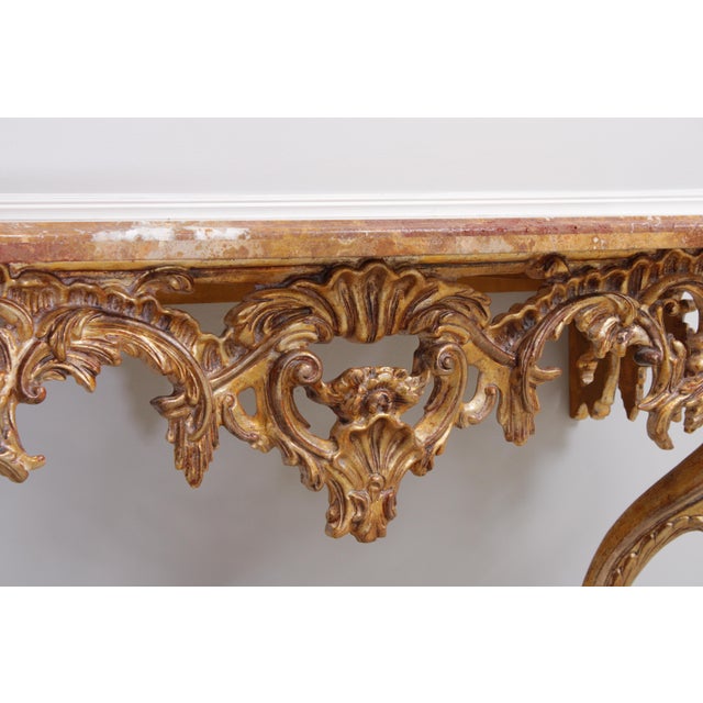 Stone Outstanding French Paint Decorated Marble Top Console Table For Sale - Image 7 of 13