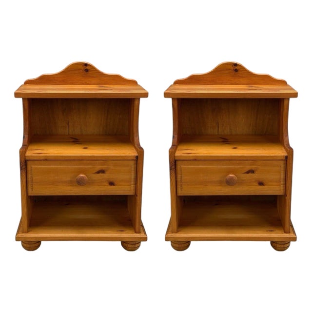 Swedish Modern, Pine, Nightstands, Sweden, 1960s For Sale