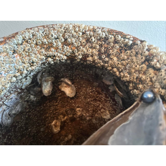 Peace River Barnacle-Encrusted Vessel With Faux Vintage Japanese Black Pearl, 19 In. Takotsubo Style For Sale In Naples, FL - Image 6 of 9