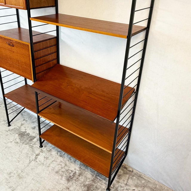 Black Staples Ladderax Two-Bay Teak Shelving System by Robert Heal for Staples Cricklewood, 1960s For Sale - Image 8 of 13