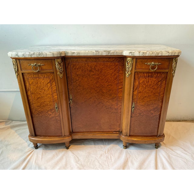 1920s 1920s French Burlwood Marble Top Sideboard For Sale - Image 5 of 12