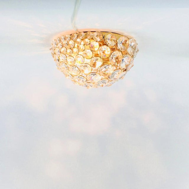 Gold Crystal & Gilt Brass Flush Mount from Palwa, Germany, 1970s For Sale - Image 8 of 13