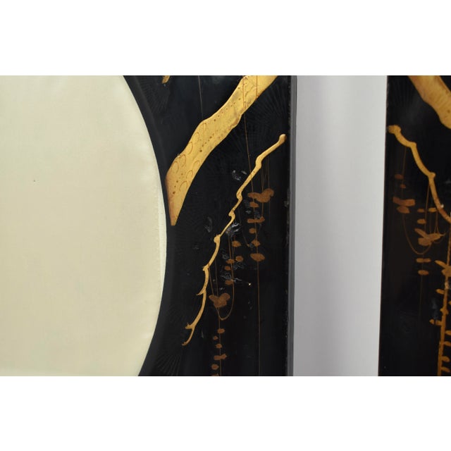 1920s Japanese Black Lacquer Picutre Frames- Set of 2 For Sale - Image 9 of 11