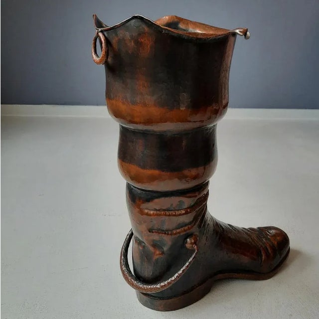 Large Brass Boot Cane Holder by Egidio Casagrande, Borgo Valsugana, Italy, 1950s For Sale - Image 3 of 11