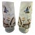 Beautiful Pair of Aesthetic Movemenr Hand Enameled Sea Mist Blue Blown Bristol Glass Vases Depicting Mirrored Bluebirds, Flowers and Grasses. - A Pair For Sale