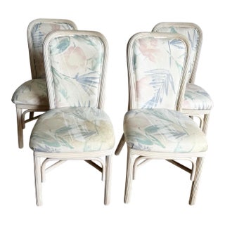 Boho Chic Pencil Reed Dining Chairs - Set of 4 For Sale