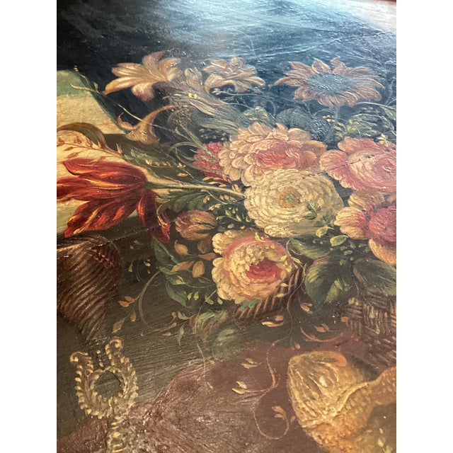 Bottle Green Late 18th Century Dutch School Still Life Painting With Monkey, Fruit, Flowers, and Birds - From the Collection of Iris Apfel For Sale - Image 8 of 9