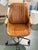 Acme Hamilton Cocoa Brown Leather Channel-Stitched Swivel Task Chair With Wood Armrests For Sale - Image 4 of 11