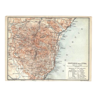 1890s Map of Mount Etna on Sicily For Sale
