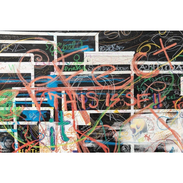 San Francisco CA Artist Collective Signed Mixed-Media Painting on Linen 2000s For Sale In Detroit - Image 6 of 11