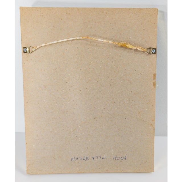 Paper 20th Century Watercolor Gouache Islamic Miniature Painting of Nasreddin Hodja For Sale - Image 7 of 7