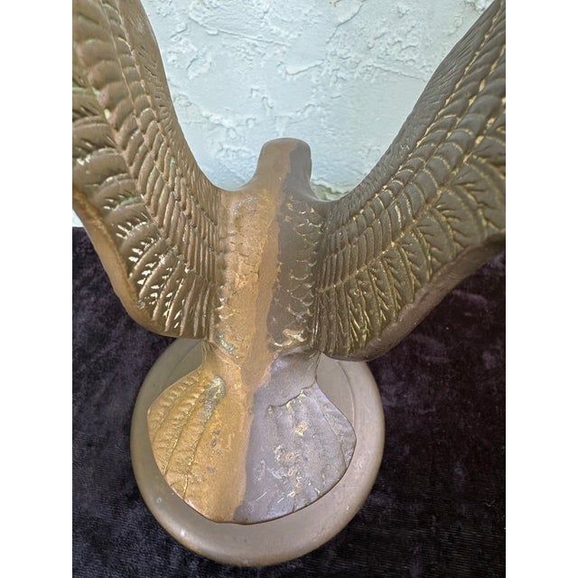 Metal Vintage Taiwanese Cast Metal Eagle Sculptures on Globe Bases – Pair, 1970s For Sale - Image 7 of 10