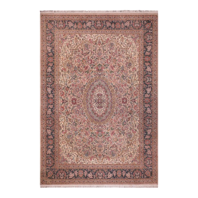 Art Nouveau Pak-Persian Taupe/Green Wool Rug - 8'11'' X 12'0'' For Sale