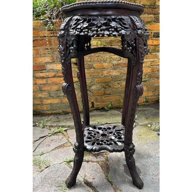 1920s Antique Chinoiserie Rosewood Plant Stand For Sale - Image 5 of 12