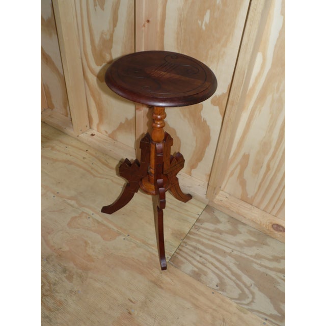 Late 19th Century Antique Walnut Victorian Eastlake Occasional Table Gothic Plant Stand Bust Stand For Sale - Image 5 of 12