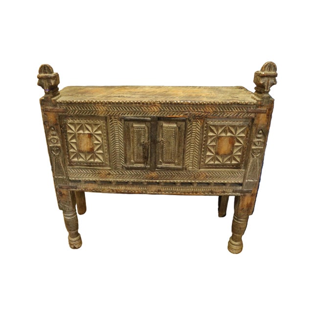 Wood Antique Indian Hardwood Damchiya Storage Chest or Cabinet For Sale - Image 7 of 10