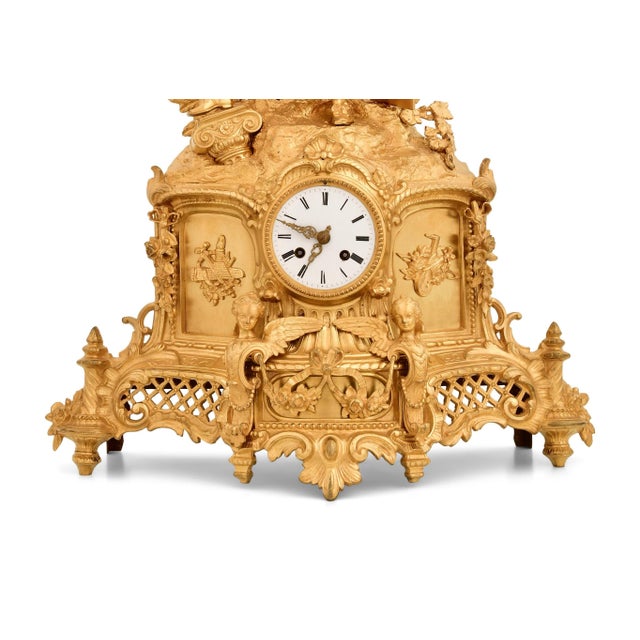 French Napoleon III Gilt Bronze Figural Mantel Clock, Early 19th Century For Sale In New York - Image 6 of 11