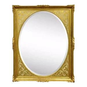 Vintage Italian Regency Gold Gilt Carved Wood Florentine Rectangular Wall Mirror