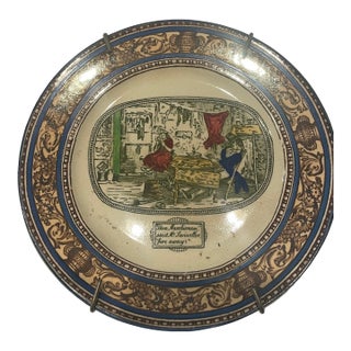 Vintage Adams "The Old Curiosity Shop" Dickens Transferware Plate With Blue Trim For Sale