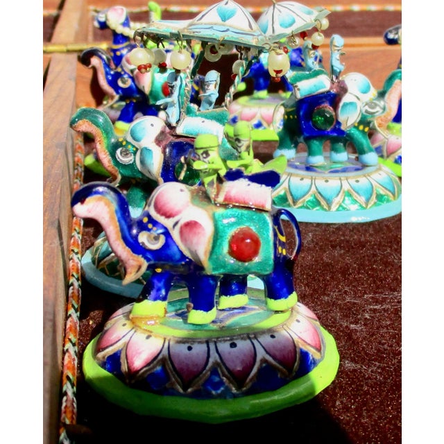 Indian Silver Enamel Mahogany Chess Set For Sale - Image 10 of 11