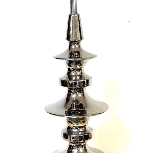 Late 20th Century Tony Duquette Style Mercury Glazed Porcelain Totem Lamp, Hollywood Regency For Sale - Image 14 of 15