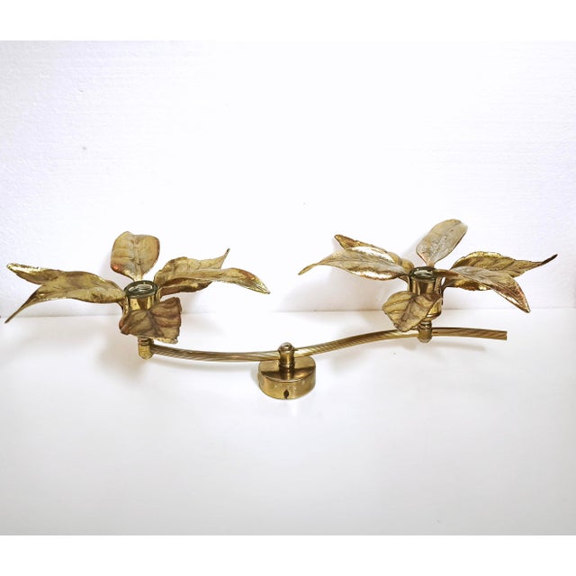 1970s Vintage Brass Flower Wall Lamp by Willy Daro for Massive, Belgium, 1970s For Sale - Image 5 of 18
