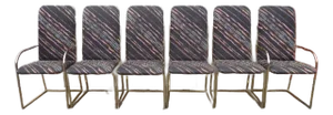 Mid 20th Century Milo Baughman for Dia Brass Metal Mid Century Modern Coggin Dining Chairs - Set of 6