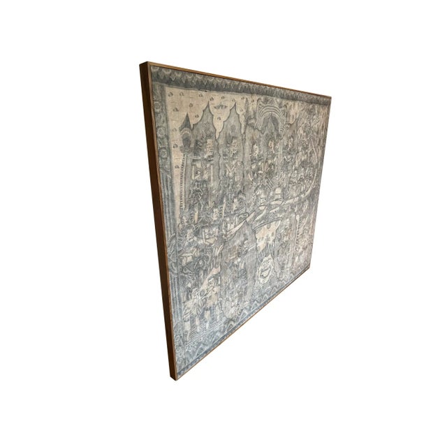 Bali Hindu Textile Framed 'Kamasan' Painting, Indonesia C. 1920 For Sale - Image 13 of 18