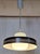 1970s Vintage Hanging Lamp with Opaque White Inner Glass Shade and Brown Metal Trim, 1970s For Sale - Image 5 of 7