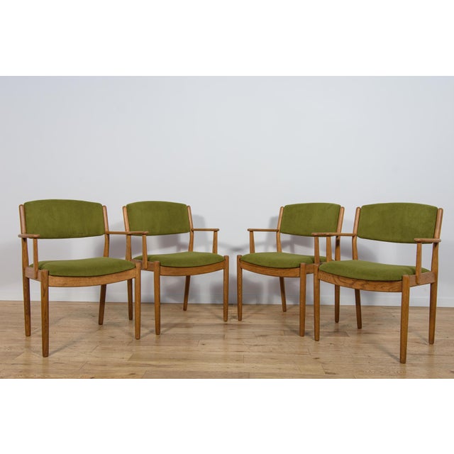 Mid-Century Modern Mid-Century Oak Dining Chairs Model J62 by Poul M. Volther for FDB Mobler, Denmark, 1960s, Set of 4 For Sale - Image 3 of 18