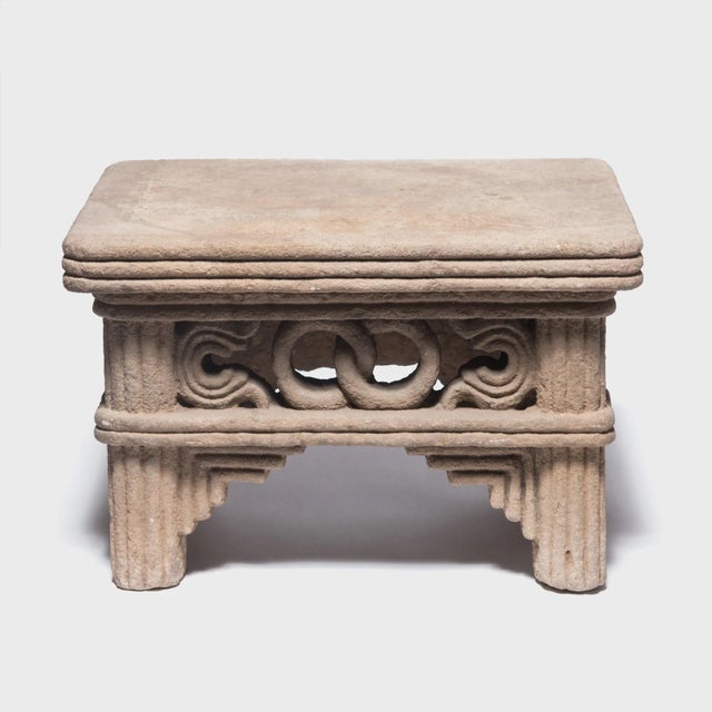 Gray 17th Century Chinese Ming Interlocking Ring Stone Table For Sale - Image 8 of 8