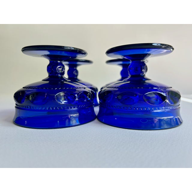 Mid 20th Century Set of 4 Colony Glass Co. Crown Cobalt Blue Pedestal Dishes For Sale - Image 12 of 16